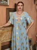 Sukienki plus wielkości toleen kobiety maxi sukienki plus size Sukienki Summer Blue Luksusowy elegancki elegancki swobodny abaya muzułmański turecki wieczorowy szlafrok ubrania 230506