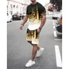 Men's Tracksuits Fashion Summer Men's T-shirt Shorts 2-piece Set Sportswear Suit Casual Streetwear High Street Beach Male Clothes Outfit 230506