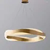 Pendant Lamps Modern Waves American Luxury Hanging Lights Fixture LED Golden Dining Room Hall Luminarias Lamparas Lustre
