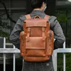 Backpack Business Crazy Horse Leather Men Backpacks Fashion Big Men's Cowhide Rucksack For 15.6'' Laptop Travel Male School Bag