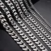 Kedjor Män Curb Chain Halsband 3,6 mm/5mm/6mm/7mm/8mm/9mm rostfritt stål Basic Punk Cuban Link Halsband för manliga smycken