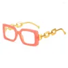 Sonnenbrille Modemarke Vintage Quadratisch Für Damen Kleine Metallkette Elegante Brille Trend Schwarz Shades UV400