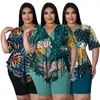 Tute da donna T-shirt stampata in due pezzi Top e pantaloncini Set coordinato per abiti da donna 2023 Abbigliamento estivo europeo americano Casual