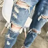 Heren jeans skinny jeans heren streetwear vernietigd gescheurde jeans homme hiphop gebroken modis mannelijk potlood fietser borduurwerkpatch broek 230506