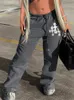 Spodnie damskie Capris Wesaynb Ubrania streetwear Y2K Pants dla kobiet Workowate Pockets Spodnie Parachute Spits Szara swobodne spodnie 230505