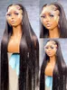 Human Chignons 34 Inch Bone Straight 13x4 Lace Front Hair Wigs For Women Brazilian 360 Transparent Frontal Wig PrePlucked 230505
