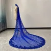 Wedding Hair Jewelry Royal Blue 3 Meters 3 5M 4M 5M Bling Sequins Lace Long Cathedral Veil Colorful Bridal with Comb 230506