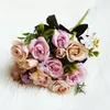 Flores decorativas Decorações de casa de rosa clássicas Casamento artificial de flor de seda 5 garfos 10 cabeças