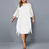 Plus size Dresses 5XL Plus Size Party Dress Sexy Elegant Lace Mesh L-6XL White Red Purple Black Blue Green Loose Women's Colthing 230506