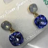 Orecchini pendenti YaYi Opalescenza bianca Orecchini con strass in vetro blu Moda femminile Gemme in oro antico lunghe per le donne