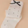 3st Dots Bow-Knot Knee High For Girls barn Child Casual Long Princess Socks Black White Heel Style 3-8 år