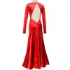 Stage Wear Velvet Modern Dancewear Women Competition Costume Ballroom Dress Backless Tango Customized Waltz Dance Outfit DL8796