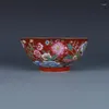 Bowls Qing Emperor Kangxi År markera pastellhandmålad guldblomskål Antik porslinprydnader