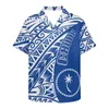 Freizeithemden für Herren 2023 Kurzärmliges Sommerhemd mit V-Ausschnitt für Herren Einreiher Benutzerdefinierte polynesische ethnische gedruckte Meereseinfache Kleidung