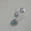 Boucles d'oreilles mode S925 en argent Sterling pour les femmes classique dames vert pierre fête mariage pendentif boucle d'oreille bijoux