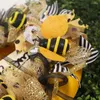 Fiori decorativi 45 cm Festival delle api Ghirlanda Girasoli artificiali Api Nastro Ghirlanda realistica Ornamento Arredamento Forniture per la casa Giardino