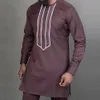 Tracki męskie Summer Dashiki Męskie garnitury Haftowa Kaftan Kaftan Long Rleeve Top and Casual Pants 2-Element Element Man Man Brand Man