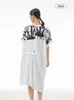 2023 Summer New European and American Fashion Stripe Print Dress Large Temperament Women's 31018