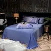 Set di biancheria da letto di lusso Blu Oro Grigio Liscio Morbido Set di biancheria da letto Raso Jacquard di cotone Queen King Copripiumino Lenzuolo Federe Tessili per la casa 230506