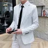 Męskie garnitury Blazery modne męskie butique Butique Single Bluckle Slim Wedding Stan 2 -częściowy zestaw Blazers Spodnie Spodnie płaszcz 230506