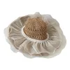 Brede rand hoeden vrouwen bowler strohoed elegant kanten lagere patchwork zonbescherming vizier petten voor strand buiten zee -casual