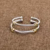 Designer Splitter Modeschmuck 925 Twisted Armreif Gold X Armbänder Armband Kreuz Gold Charm Diamant Zirkon Luxus Geburtstagsgeschenk für Frauen Schmuck Armbänder