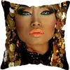Almofada Decorativa travesseiro 45 45cm Sala de estar moderna de ouro preto dama africana mulher estilo look Art Deco Sofá Passagem de almofada de almofada 230505