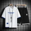 Herrspårssuits Summer Black White Tracksuits For Men's Set ärmar T-shirt Shorts Sportwear Brand Sporting Suit Oversize 5xl 230506