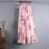 Skirts Summer Loose Skirt women Chiffon Floral Printed Women Floor-Length Long Beach Party Maxi Sundress T230506