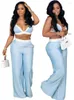 Pantalon deux pièces pour femmes ensemble deux pièces femmes été tenues sexy soutien-gorge haut court et ample taille haute jambe large costume dame fête club correspondant