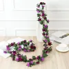 Flores decorativas 250 CM Rosa artificial Ivy Vine Boda Navidad Colgante Seda Flores Cadena Flor falsa Decoración del hogar para guirnalda de pared