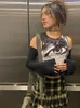 Damen T-Shirt Y2k Bekleidung Ästhetisches Strass Auge Tank Top Retro Punk Grunge Streetwear Baby Tee Emo Girls Crop Top Gothic Club Wear Z0506