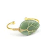 Fashionable Women Gemstone Bracelet Healing Natural Green Aventurine Multiple Shape Stone Wire Warp Tree of Life Charm Bracelet