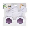 Bow Barrettes Sunglasses Suit for Baby Girl Hair Accessories Fabric Little Bow Hair Clip Summer Glasses Set Kids Headwear Sets