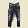 Män jeans män svart mager denim spot jeans man rippade stretch passar jeans män smala byxor passar långa jeans byxor streetwear casual jeans 230506