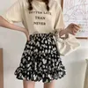 Rokken zomer vrouwelijk strand boho sexy rok casual bloemen geprinte ruches zoom high taist rok vrouwen bloemen Koreaans geplooide vintage 230506