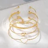 Bangle Fashion Simple Silver Color Charm Cuff Bracelets For Women Star Love Set Open