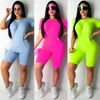 Tracksuits voor dames gloednieuwe vrouwen Casual Solid Color Sports Pak vrouwelijke crop top shorts outfit fitness workout kleding tracksuit outfits 3 kleuren p230506