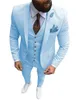 Herrenanzüge, Blazer, Rosa, 3-teiliger Anzug, formeller Business-Kerbe-Revers, schmale Passform, Smoking-Mann-Blazer für Hochzeit, Blazer, Weste, Hosen, 230506