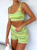 Women's Two Piece Pants Women Y2K Aesthetic Knitted Two Piece Set Sleeveless Tank Tops Bodycon Shorts Summer Bohemian Sexy E-Girl Streetwear 230505