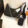 Женская роскошная дизайнер 3peece Нейлоновая сумка для подмышки зеркала качественная сумочка нейлоновая сумка для женщины мужской кошель