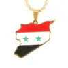 Kettingen Emaille Land Syrië Vlag Kaarten Hanger Ketting Vrouwen Trendy Rvs Charm Sieraden