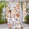 Familjsmatchande kläder Qunq Summer Parent-Child Outfit One-Line Shoulder Printed Chiffon Temperament Casual Dress Mamma och dotter Matchande kläder 230506