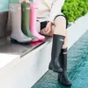 レインブーツCOMEMORE WOMEN GALOSHES BOOT'S KNEELENGTHファッションラバーPVC防水靴ウェリントンブーツ41 230505