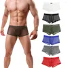 Underbyxor män sexiga underkläder bokstav tryckt boxare fast färg andning av nylon korta shorts bulge påse mjuka cuecas masculinas