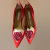 Aquazzura Geklede schoenen Love Me Pump 105 Rosso trouwschoenen Cleo met kristallen ingelegde Naaldhak Avondschoenen Luxe Designer dames hoge hakken fabrieksschoeisel