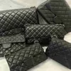 10a Tier Womens Mini Square Bag Real Leather Medium Caviar Lambskin Quilted Purse Small Double Flap Black Shouler Box Luxury Designer Maxi Chain Strap Sac à main