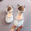 Sandalen Kinder Prinzessin Schuhe Baby Mädchen Flach Bling Leder Mode Pailletten Weiche Kinder Tanzparty Sparkly A986 230505