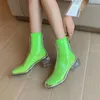 Rain Boots PVC Women's Shoes Transparenta High Heels Girls Fashion Nightclub Sexig Shoes Waterproof 230505