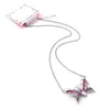 Choker R023 Fashion Silver Color Chain Purple Crystal Butterfly Pendant Long Women Nacklace Hoge kwaliteit nikkel gratis